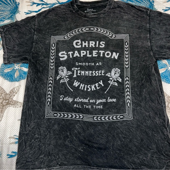Chris Stapleton T-shirt Size Large Tie Die Black Tennessee Whiskey Concert Tee - Picture 2 of 5